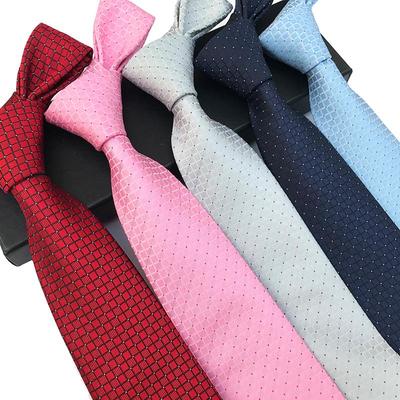 Men's Multi-Color Plaid Polka Dot Tie - Versatile for Formal & Casual Wear