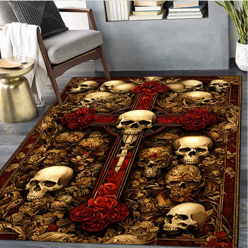 1Pc Skull Rug - Home Carpet Office Decorative Carpet For Living Room Bedroom Door Mat Floor Rug Computer Chair Area Rug