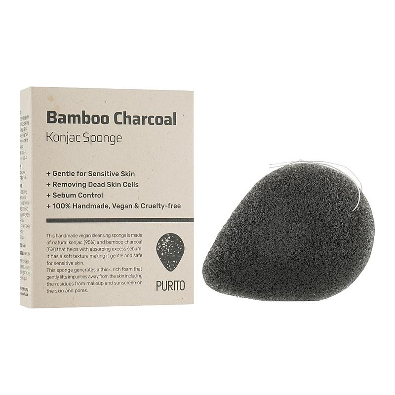 

Спонж с бамбуковым углем Bamboo Charcoal Konjac Sponge PURITO