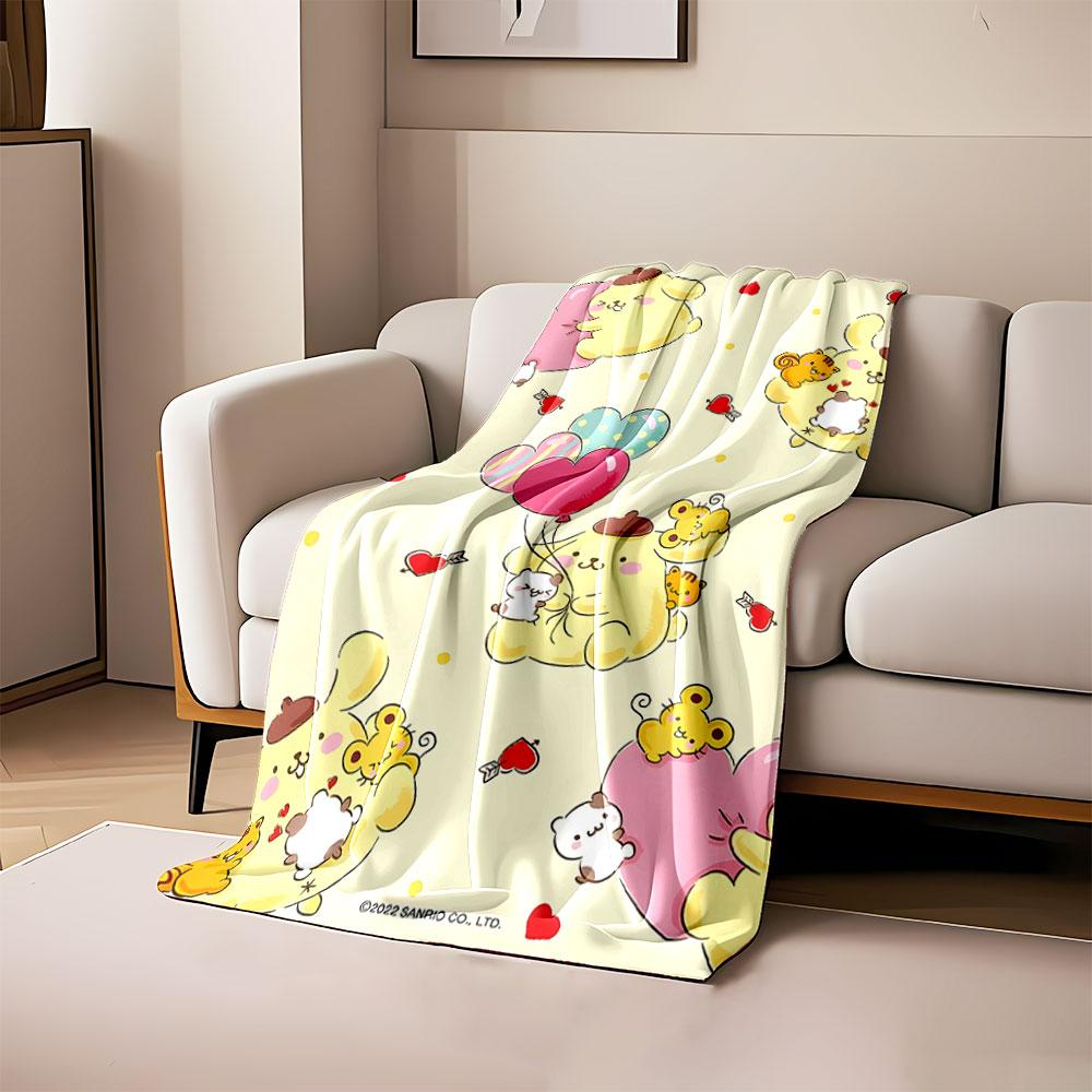 

Cute yellow characters with animals, hearts, and balloons on a pastel background. for all seasons blanket lunch break throw gift 80cm x 120cm