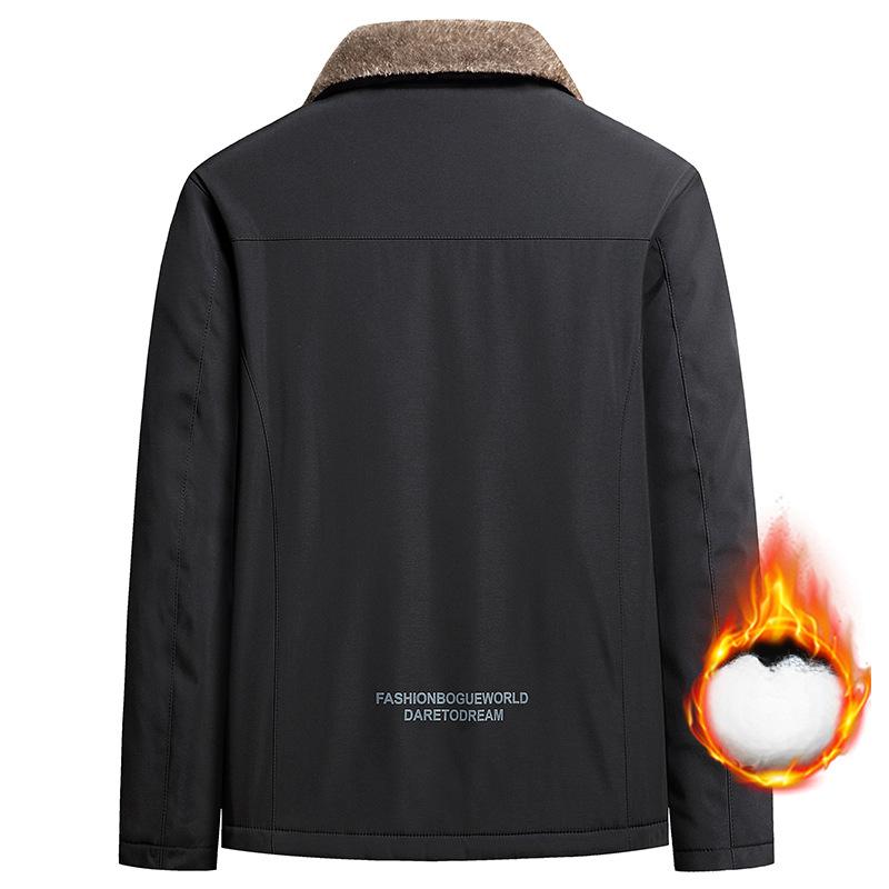 Autumn and Winter Old Jacket Jacket Men Plus Fleece Thick Casual Jacket Male Dad Old Big Size