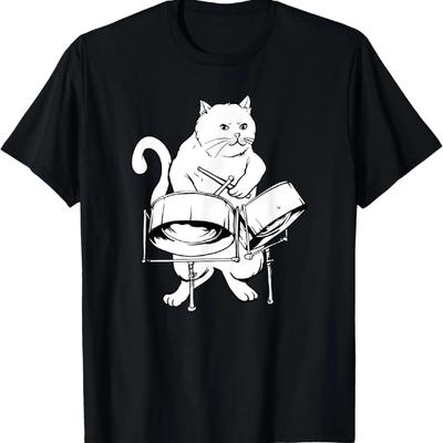 Funny Cat Steel Drum T-shirt Musician