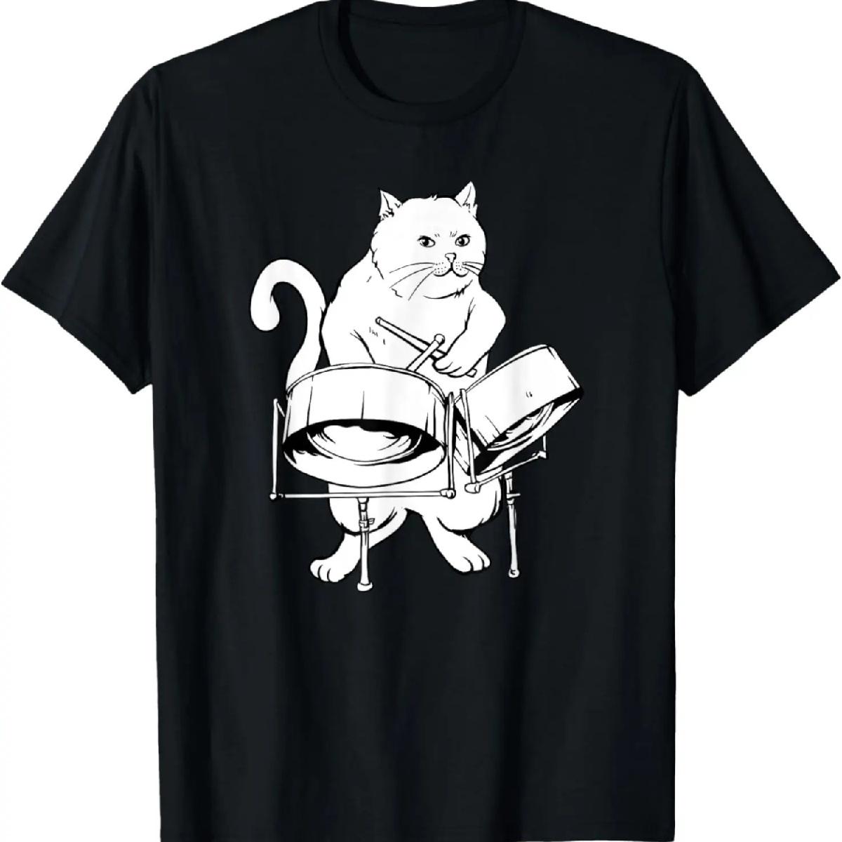

Funny Cat Steel Drum T-shirt Musician XXXXXL чорний