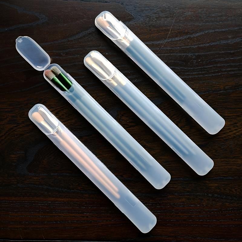 1 buc. Cutie Organizator Lungă pentru Machiaj cu Design cu Capac Deschis - Cutie de Depozitare Cilindrică Transparentă pentru Pensule de Fard de Ochi, Bureței de Machiaj, Aplicatoare