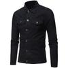 Men's Slim Fit Casual Denim Jacket Solid Colour Denim Casual Lapel Long Sleeve