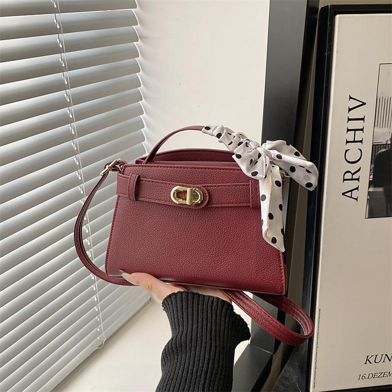 Fashionable Silk Scarf, Stylish and Versatile, Simple Texture, Single Shoulder Cross-body Handbag and Clutch Bag