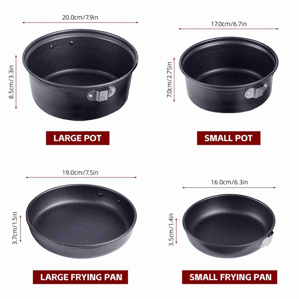 Camp Plates And Pans Sets Nonstick Backpacking Picnic Cooking Ultra lightweight Portable