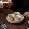 40ml Hand Painted Goldfish Tea Cups Grass Wood Gray Glazed Tasting Fragrant Cup Ceramic Msater Cup Meditation Cup Kung Fu Teaset
