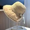 Summer New Hat Women's Sunshade Hollow Beach Bucket Hat Outdoor Travel Bow Sun Hat