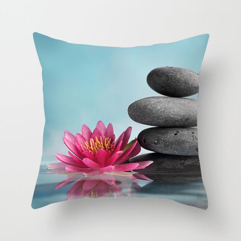 

Квадратная наволочка со статуей Будды в стиле дзен, наволочка для автомобильного дивана, офисного кресла, простая наволочка для украшения дома 40X40CM