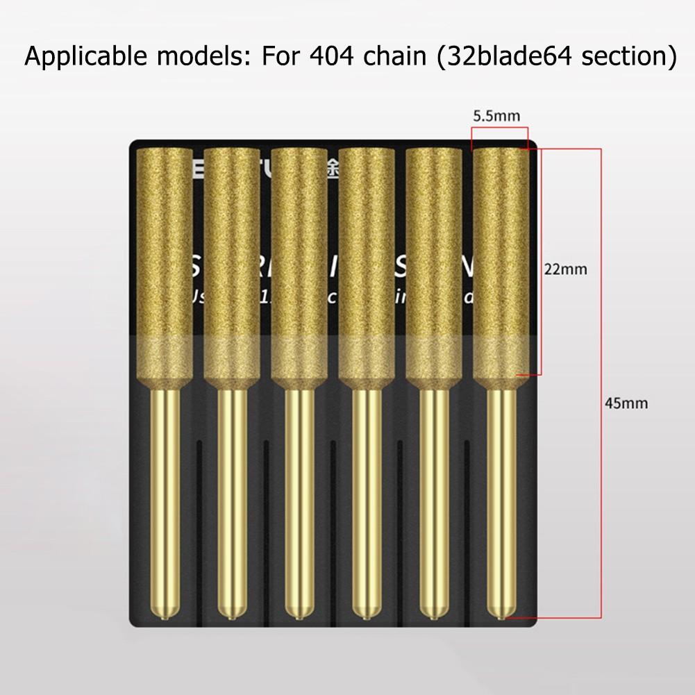 6PCS 4/4.8/5.5mm Diamond Chainsaw Sharpener Burr Grinder Chain Saw Drill Bits Saw Sharpening Carving Grinding Tools Dropship
