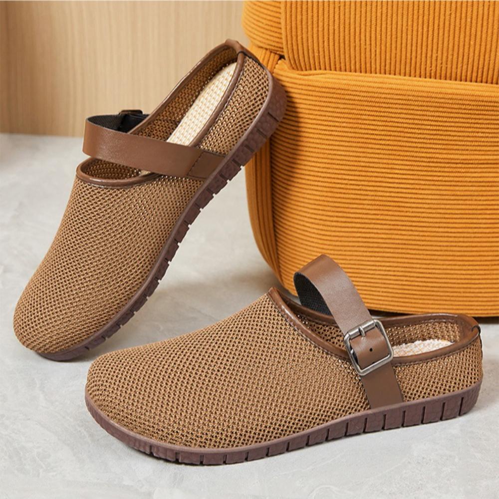 Women's Casual Shoes New Versatile Casual Sandals Retro Sandals Women Wearing Knitted Mesh Bread Head Slippers Women Outside