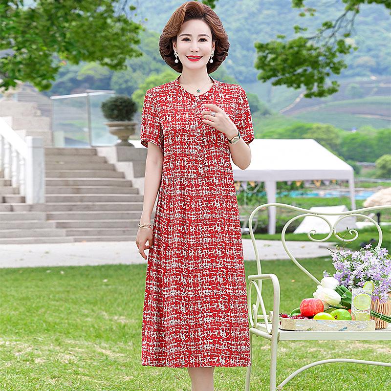 

Elegant Summer Dress for Women - Classic Style for Grandmothers XXXL красный