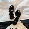 Fashion Sandals for Women Summer Round Headed Double with Heart-shaped Diamond Buckle Adjustable Sandal Slippers 2025 New Flat Sandals