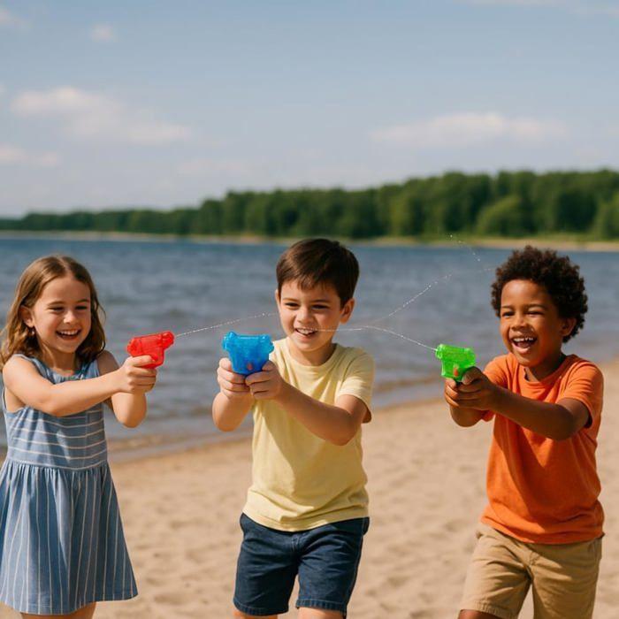 Pack of 4 Transparent Mini Water Guns Length 12 Cm Random Color for Outdoor Games and Water Battles