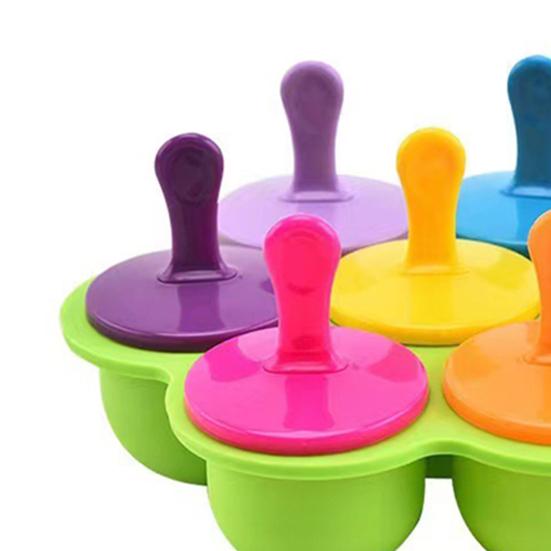 Ice Cream Mold 6-Cavity Flower Shape Silicone Ice Pop Mold with Lids Easy Release Dishwasher Safe Popsicle Mold for Jelly Pudding Soap Making