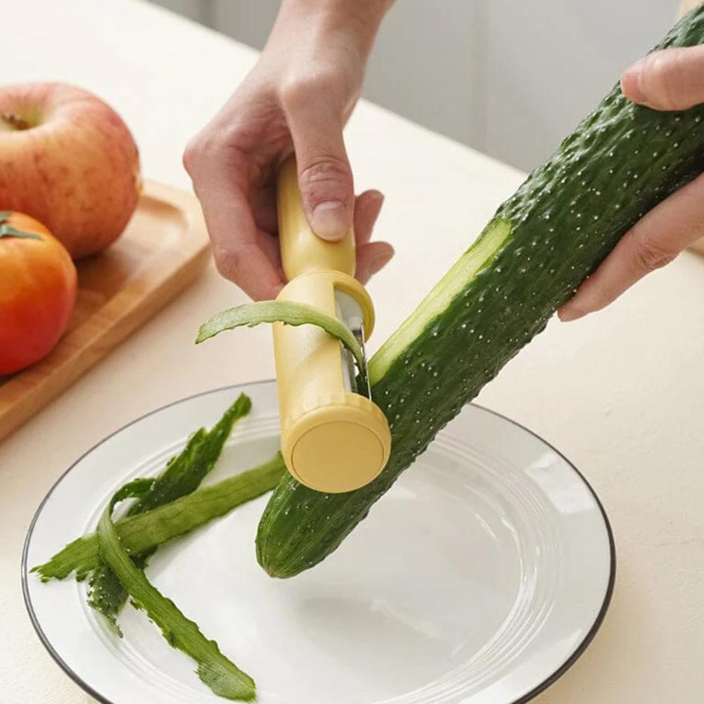 Spazzola per strofinare le verdure multifunzionale 2 in 1, sbucciatore rotante per verdure e frutta con spazzola, utensile da cucina in acciaio inossidabile