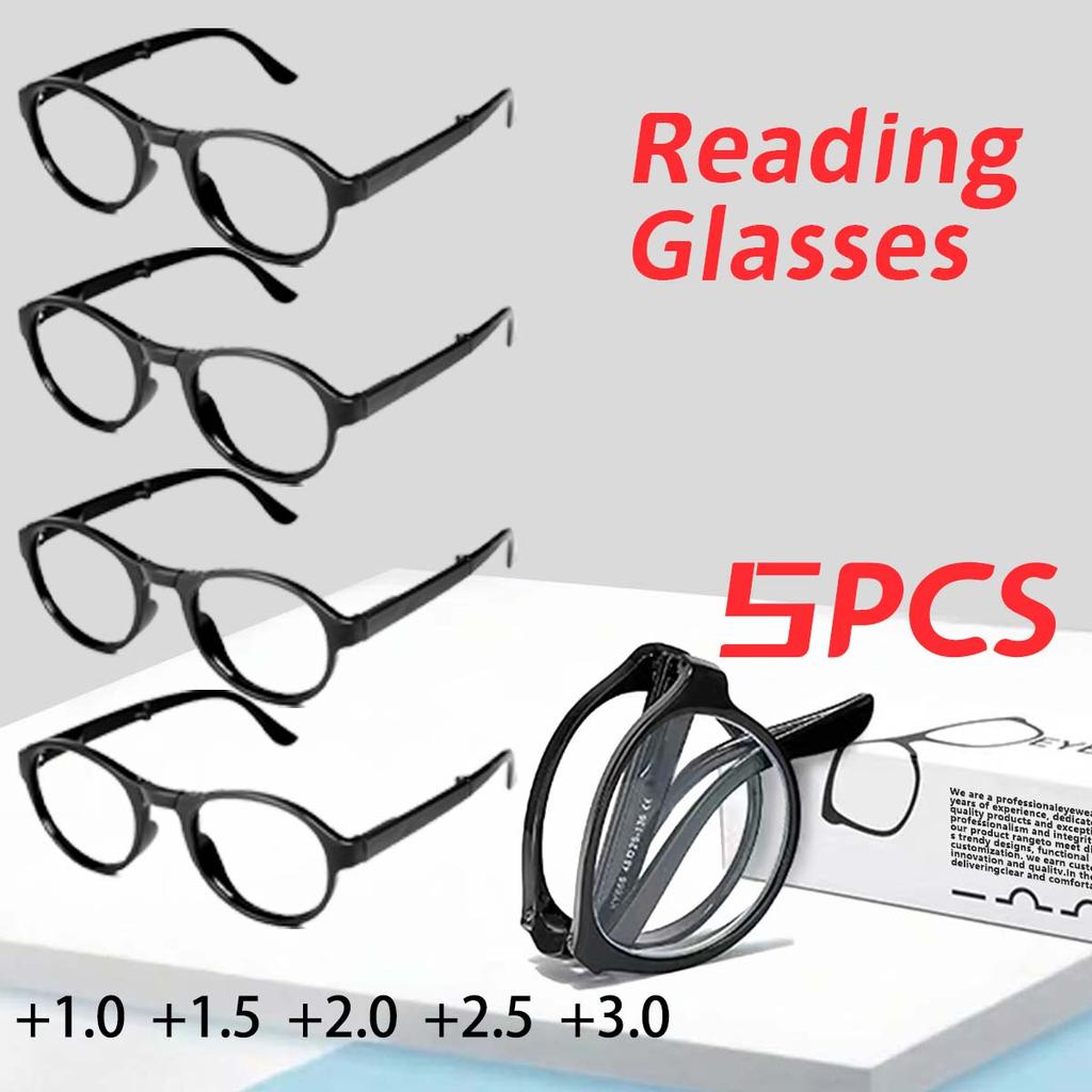 5PCS New Folding Presbyopic Reading Glasses Anti-blue Light Glasses Portable Presbyopic Glasses Elegant PC Eyewear For Men