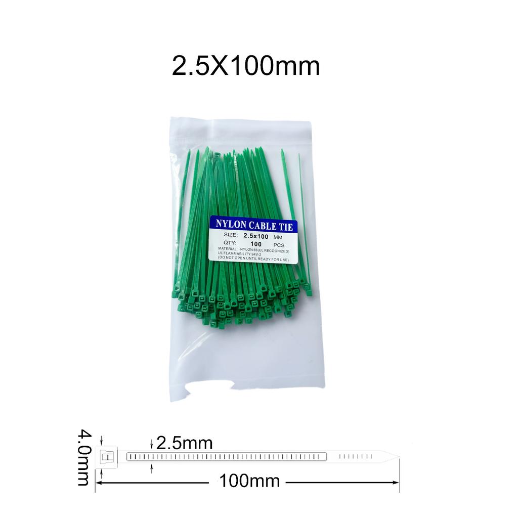 100 szt./partia 2,5x100mm Mocne Plastikowe Nylonowe Opaski Kablowe Samozaciskające Pierścień Mocujący Zip Opaski Pasek Tie Czerwony Zielony Żółty