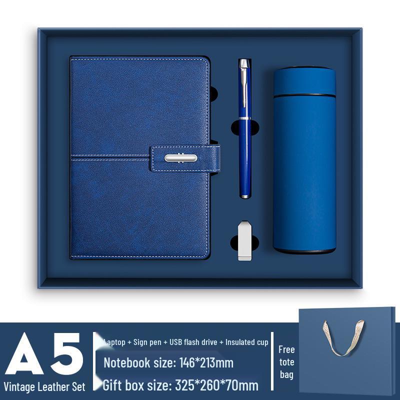 A5 Benutzerdefiniertes Geschäftsnotizbuch & Thermoskanne Geschenkset mit Logodruck für Firmenmeetings