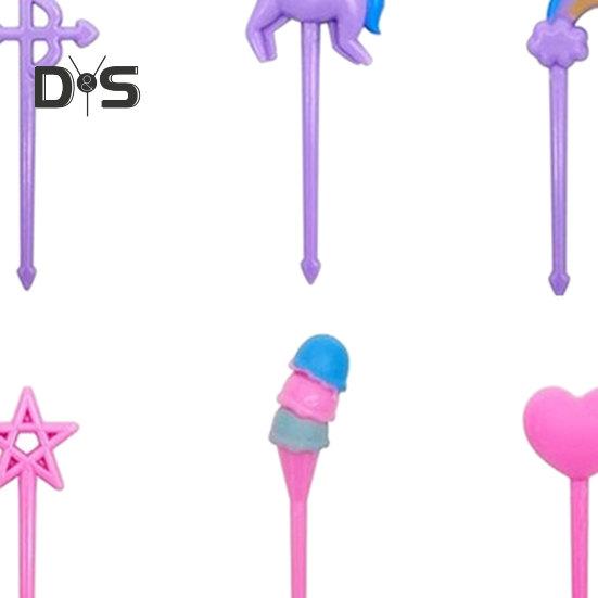 6 st/set tvättbar fruktgaffel Multifunktionell bekväm tecknad fruktgaffel