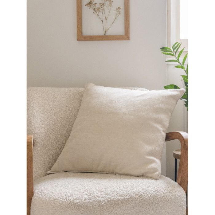 Coussin déhoussable avec passepoil 50 x 50 cm Polyester chenille "Osiris" Le fil d'Ariane