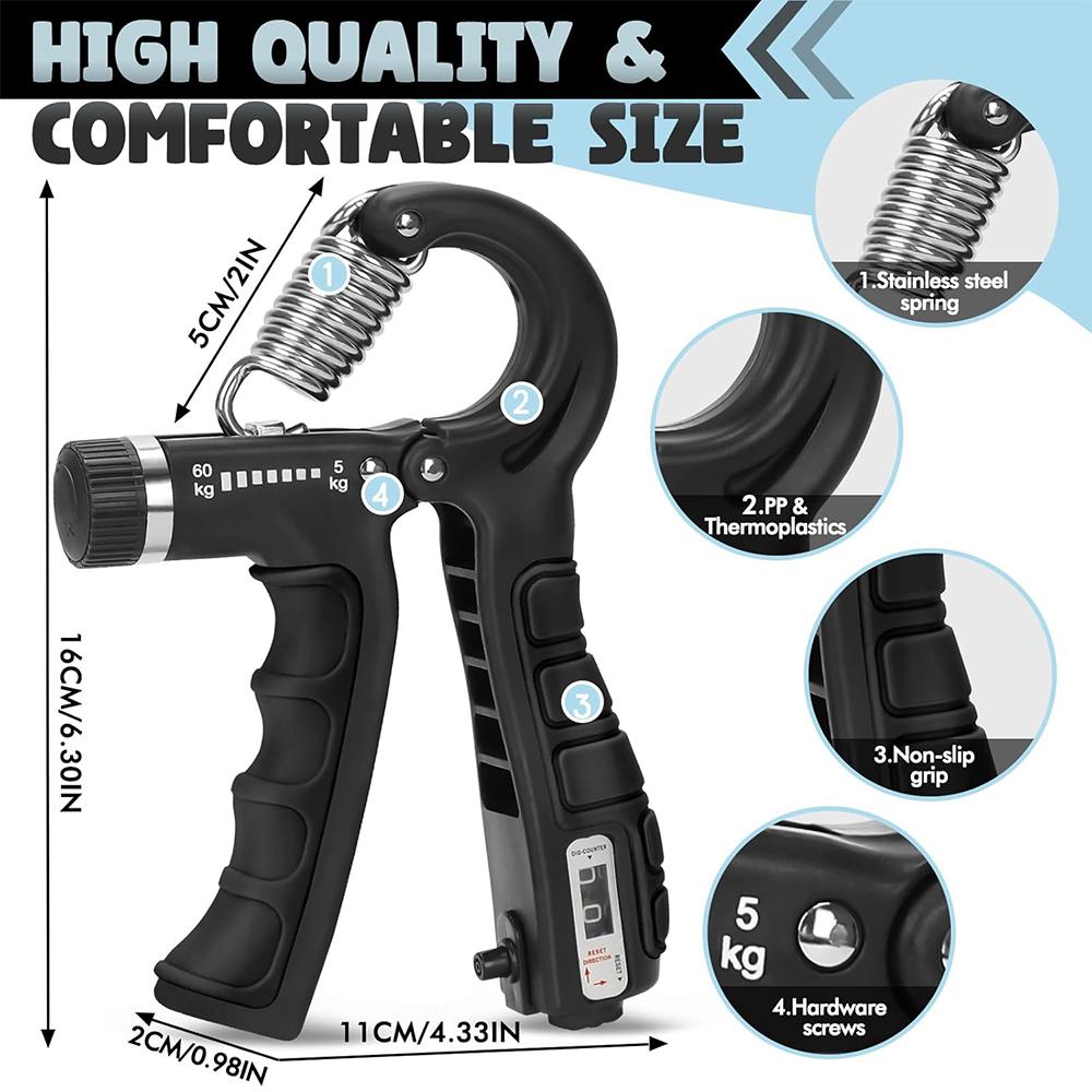 6er-Pack 5-60 kg Verstellbarer Griffkrafttrainer mit Fingerübungswerkzeug Handgriffverstärker zum Muskelaufbau & zur Verletzungserholung
