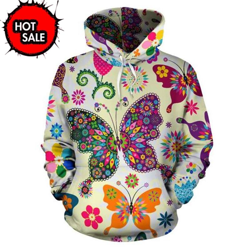New Arrivals Men's Butterfly Graphic Hoodies 3D American Flag Print Sweatshirts Fashion Girl Women Oversized Pullovers Clothing