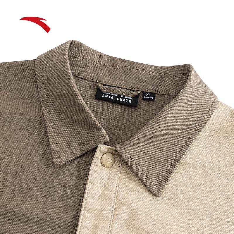 ANTA Unisex Trendy Color-Block Lapel Shirt