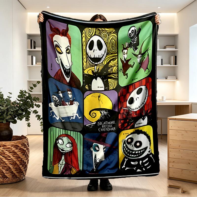 The Nightmare Before Christmas Print Blanket - Soft & Comfortable, for Bedroom, Travel, Sofa, Home Decoration - Birthday Christmas Gift for Friend