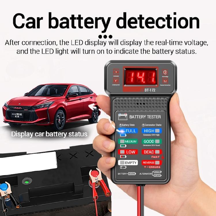 BT172 Battery Voltage Tester Measurement Device for Routine Vehicle Maintenance Troubleshooting Motorists Service Center