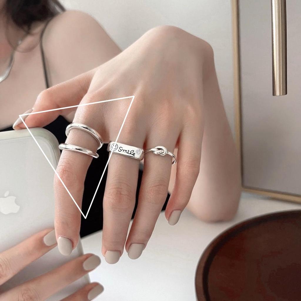 Smiley Adjustable Open Ring for Women - Trendy Niche Design, Perfect for Index Finger.