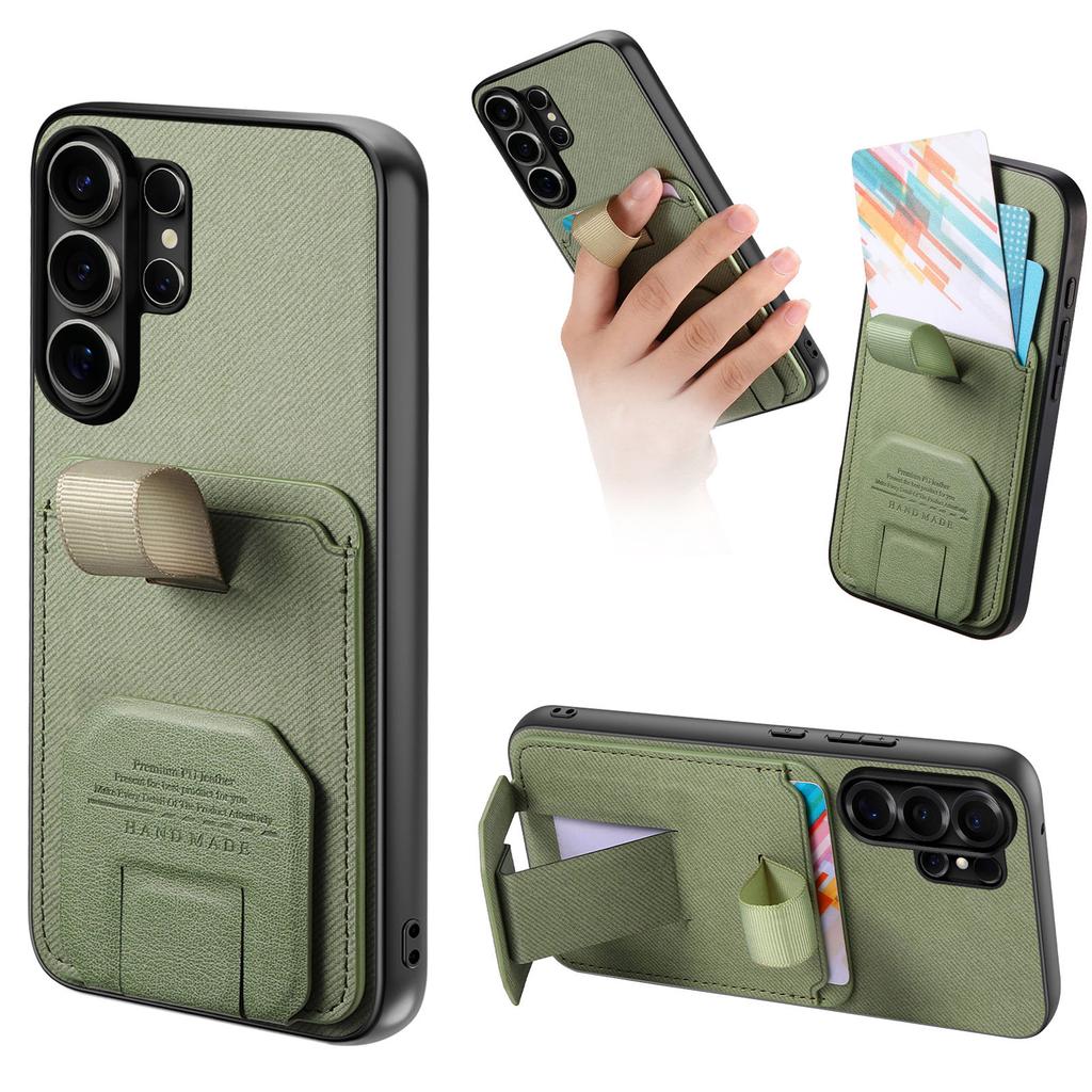 Luxury Wristband Holder Card Slot Phone Case For Samsung S26 Ultra S25 Plus S24 A36 A56 A17 A07 Stand Adjustable Anti Drop Cover