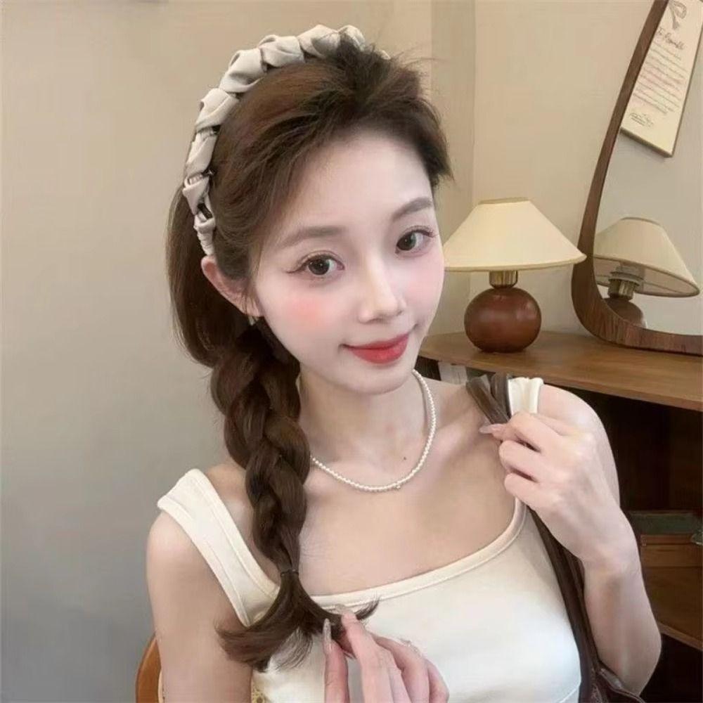 Comfortable Wrapped Hair Hoop Wave Pattern Non-Slip Headband Women's Satin Hairband  Daily Wear