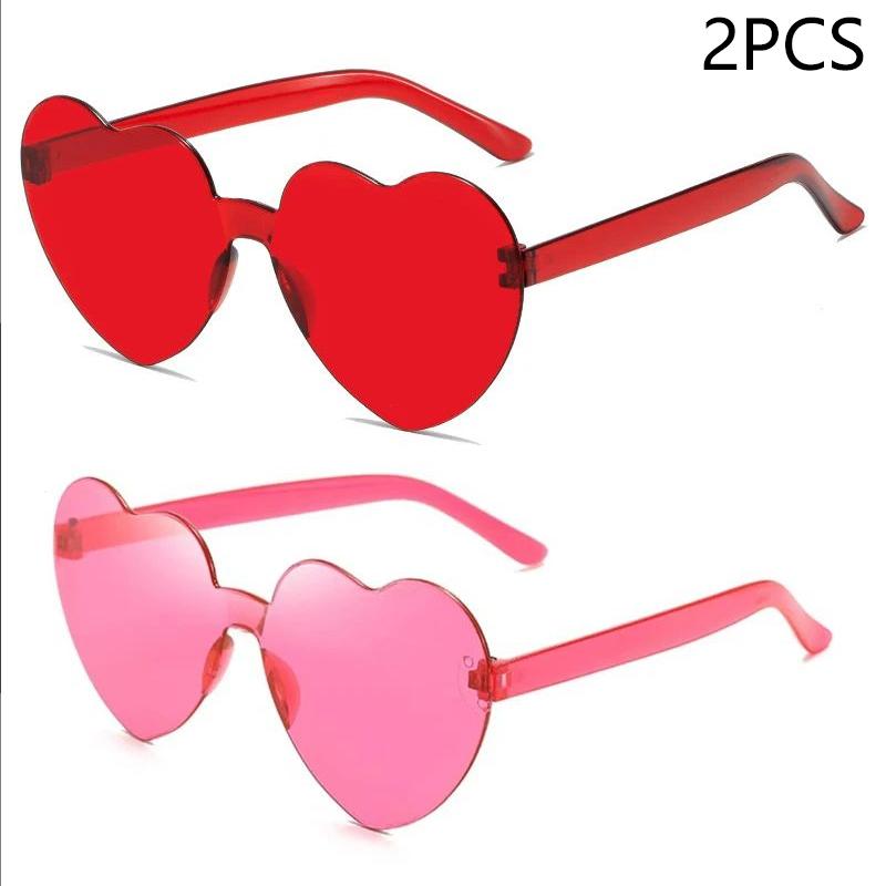 New Love Sunglasses Jelly Color Frameless Heart-shaped Sunglasses Dazzling Color Sunglasses