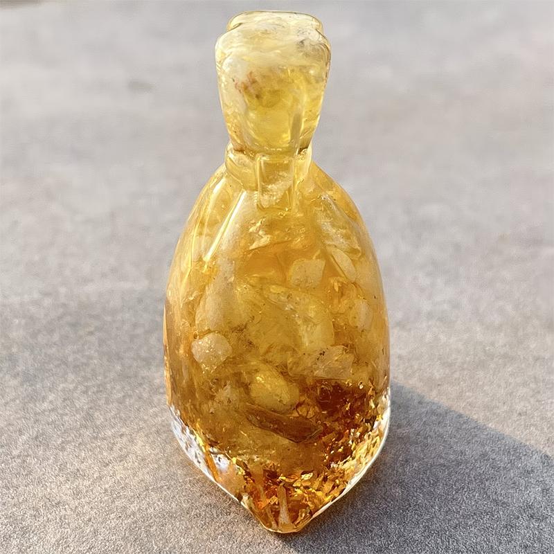 Lucky Money Bag Crystal Prosperity Money Pouch Resin Figurine Crushed Gemstone Money Sack Feng Shui Gift Home Decor