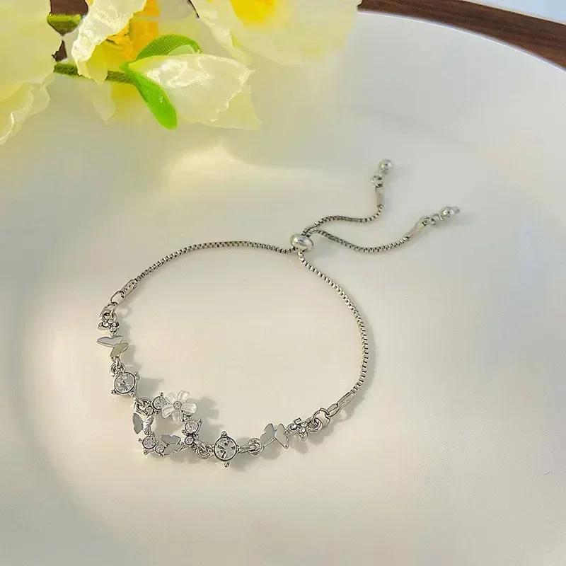 New Silver Color Beads Braided Pearl Bracelet For Women Fashionable Personalized Daily Accessory Party  Birthday Gifts