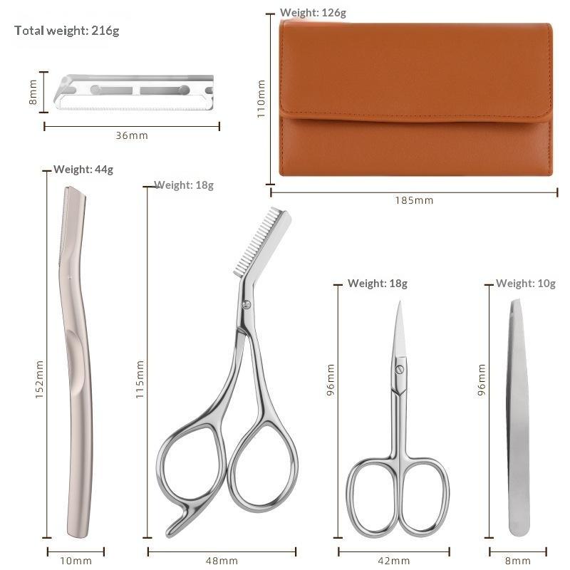 1/4Pcs Stainless Steel Eyebrow Grooming Set With Precision Scissors Tweezers Replacement Blades For Daily Makeup Beauty Care