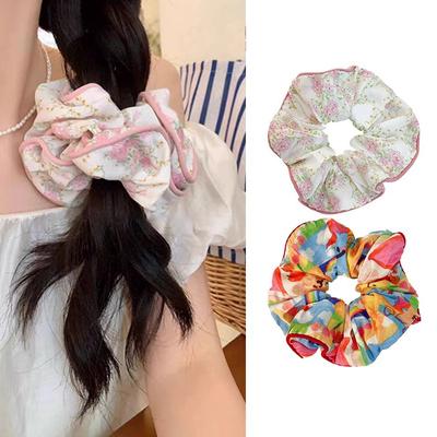 Spring Elegant Print Wide Elastic Hair Band For Women Girls Sweet Hair Ornament Scrunchie Rubber Band Fashion Hair Accessories