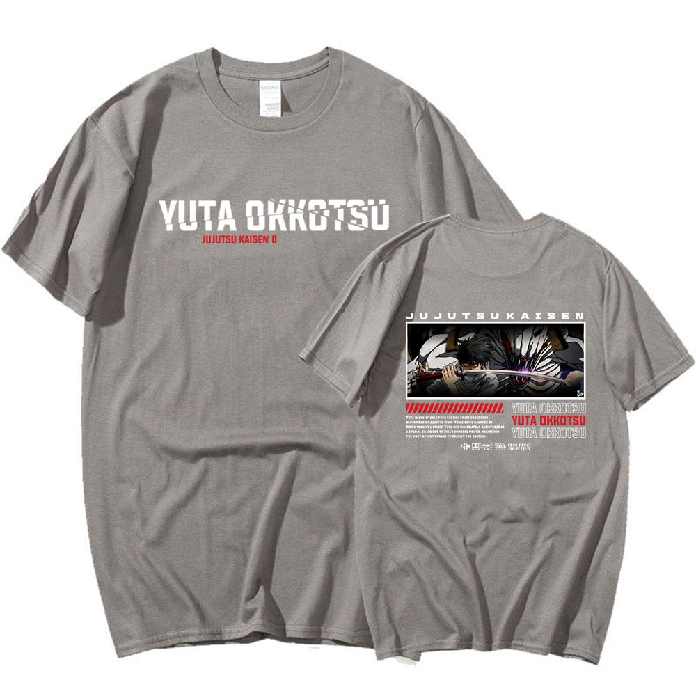 Anime Jujutsu Kaisen T Shirt Funny Manga Yuta Okkotsu Short Sleeves Cotton T-shirt Mens Clothes Oversized T Shirts Harajuku Streetwear Tops