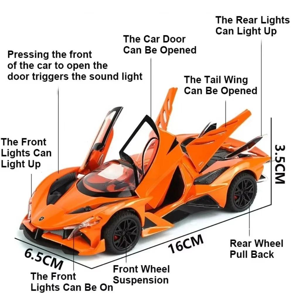 1:32 Scale Apollo IE EVO Toy Model Car Diecast Metal Doors Opened Supercar Sound Light Pull Back Vehicles Boys Collection Gift