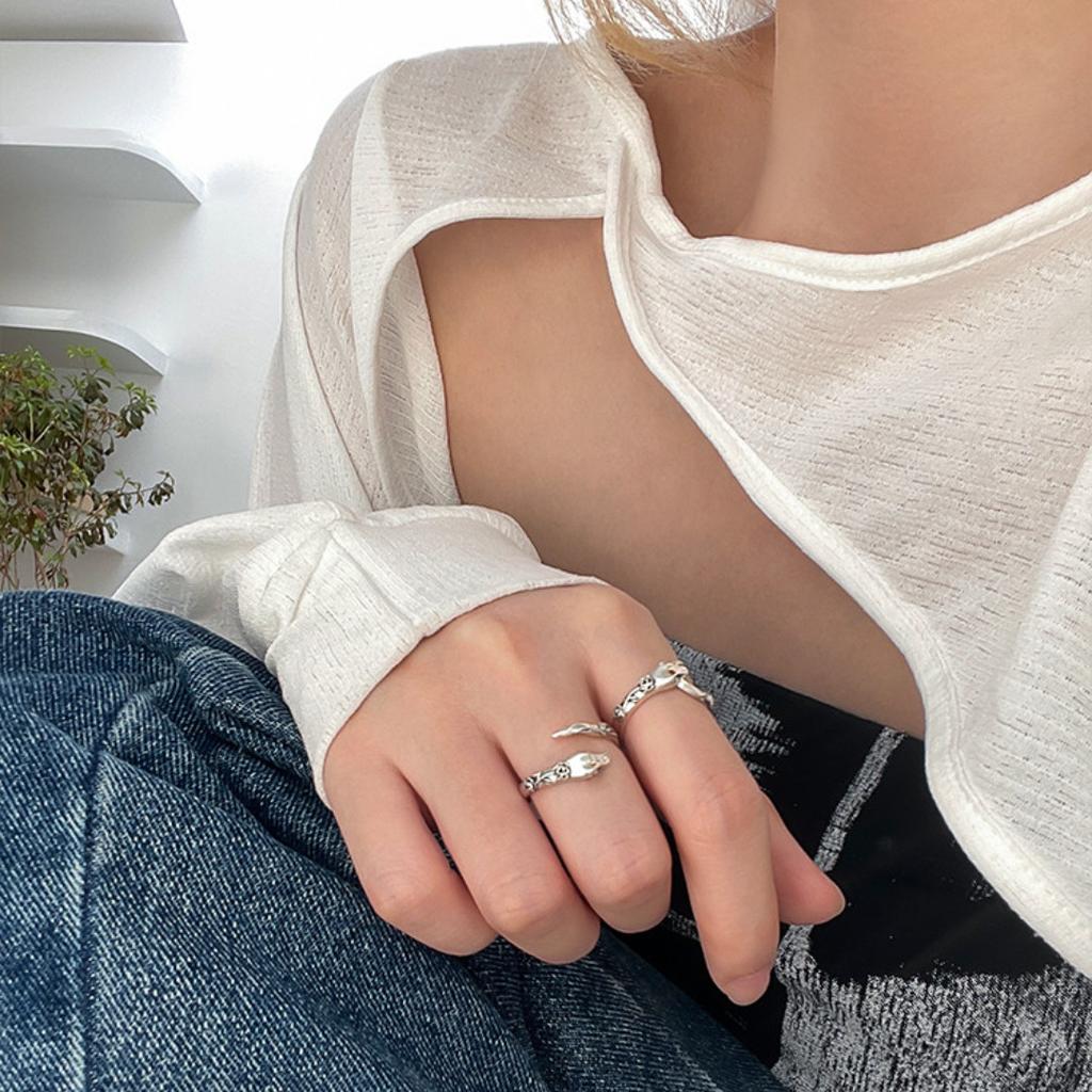 Retro Snake Ring Women's Ins Niche Design Sense Rose Index Finger Ring High Sense Opening Adjustable Ring