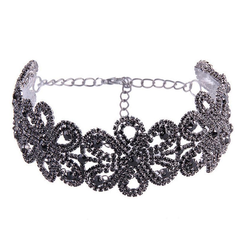 Trendy Pattern Rhinestone Necklace, Fashionable Exaggerated Party Sexy Necklace Accessories Female Necklace