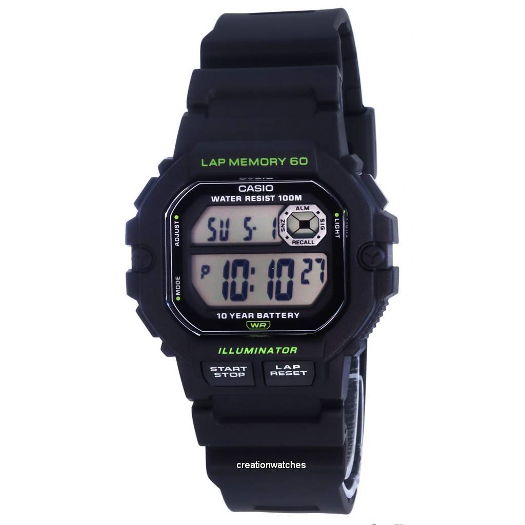 

Мужские часы Casio Sports Gear с цифровым циферблатом WS-1400H-1A WS1400H-1 100M серый