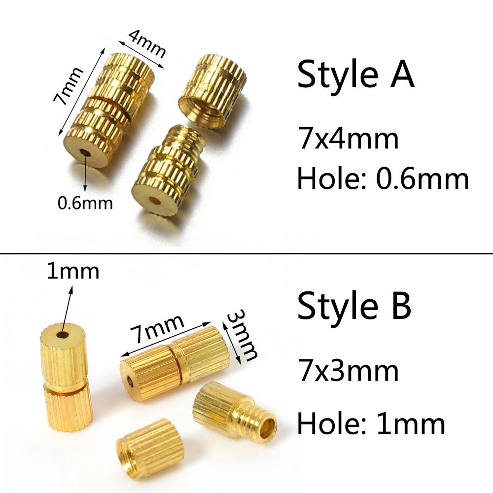 100pcs Cylinder Fasteners Buckles Closed Beading End Clasp Screw Clasps for DIY Bracelet Necklace Connectors Jewelry Making