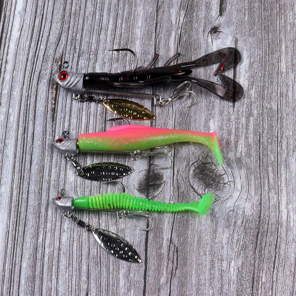 10 Stück Angelhaken mit Weidenblättern 7,2g/9,2g/16,4g 3D-Augen Köderhaken Jig-Kopfhaken Angelzubehör