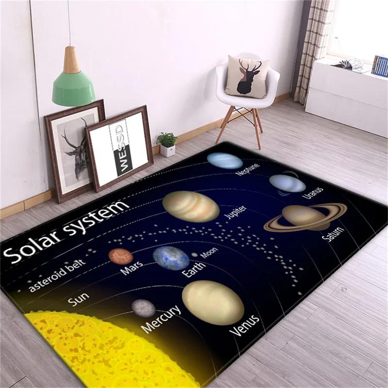 3D Solar System Children Room Carpet Space Planet Rug for Boy Bedroom Anti-slip Mat Bathroom Home Decor Play Crawling Floor Mat