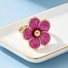 Gold Plated Colorful Enamel Flower Ring Elegant Dainty Floral Pattern Skin-friendly for Women Daily Date Wear Accessory