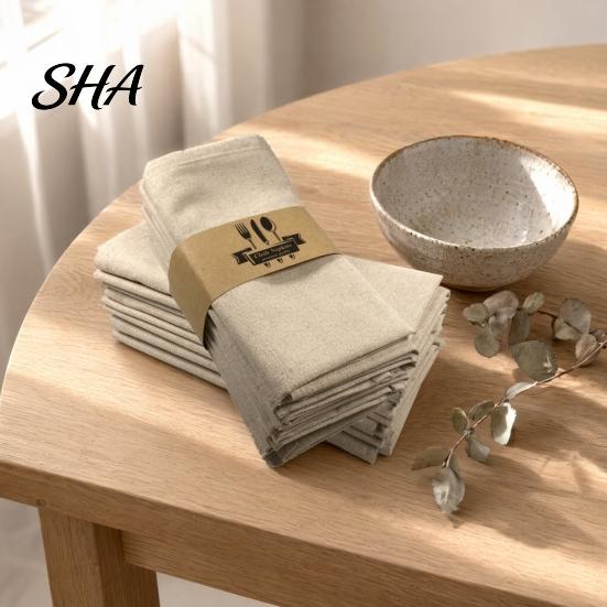 Farmhouse Style Napkins Rustic Linen Napkin, 16 Inch Cloth Solid Color Stitched Machine Washable Napkin for Dining Table Wedding Bridal Shower