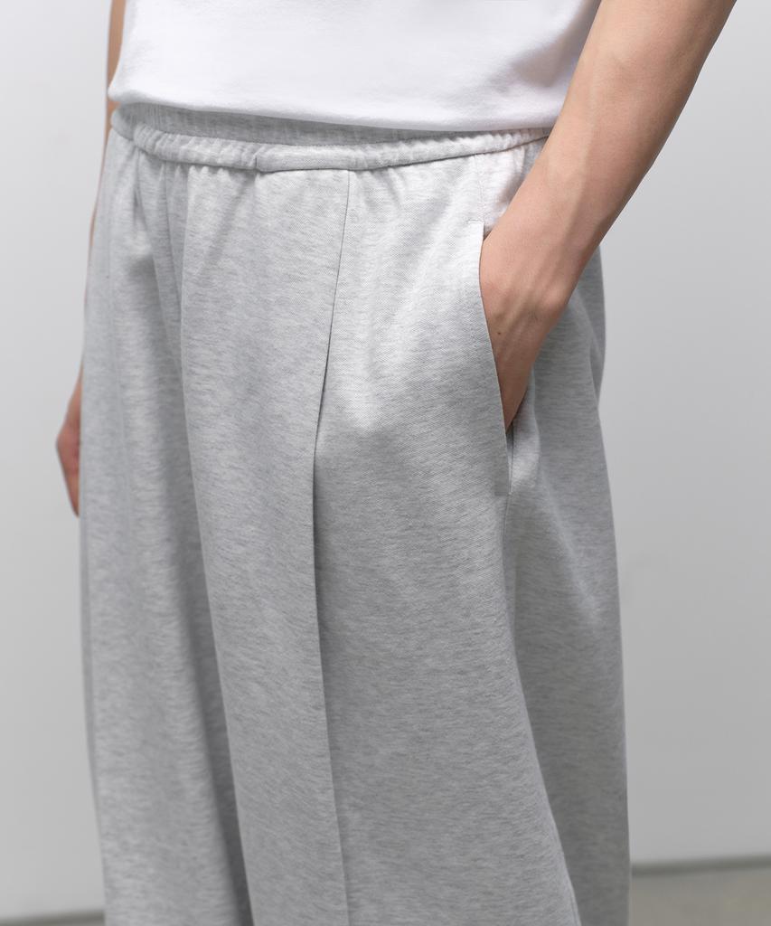 MUSINSA STANDARD Double Knit One-Pleat Wide Lounge Sweatpants [Melange Light Gray]